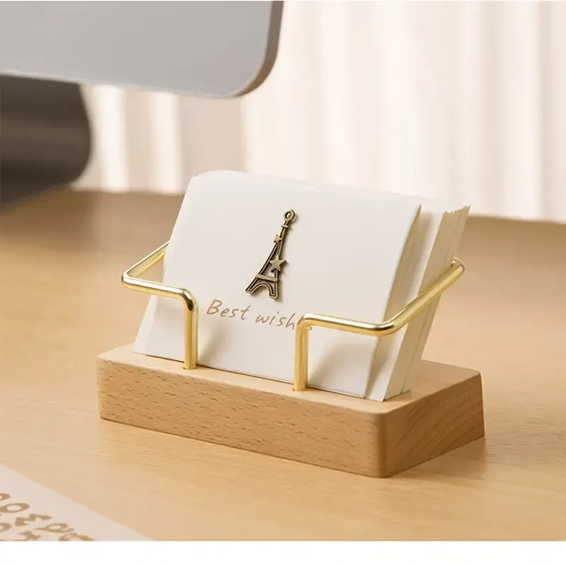 Black Walnut Beech Wooden Business Card Holder